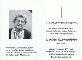 Leopoldine Niedermühlbichler, geb. Scharf, im 84. Lebensjahr