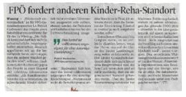 FPÖ fordert anderen Kinder-Reha-Standort