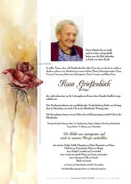Rosa Grießenböck, geb. Egger, im 93. Lebensjahr