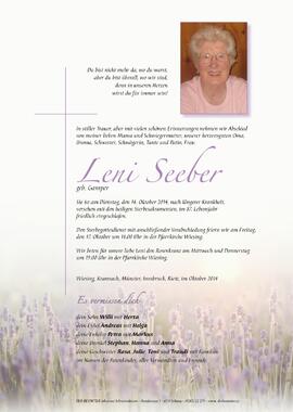 Leni Seeber, geb. Gamper, im 87. Lebensjahr
