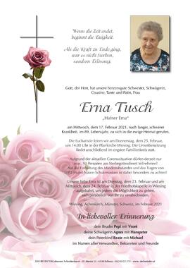 Erna Tusch, vlg. Hafner Erna, im 89. Lebensjahr