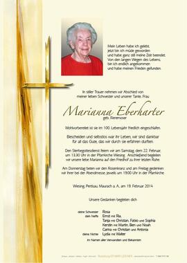 Marianna Eberharter, geb. Reremoser, im 100. Lebensjahr