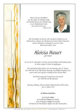 Aloisia Hauer, geb. Hütter, im 92. Lebensjahr