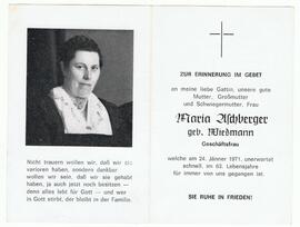 Maria Aschberger, geb. Wiedmann, im 63. Lebensjahr