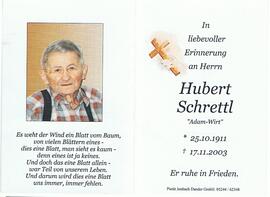 Hubert Schrettl, Adam-Wirt, im 93. Lebensjahr