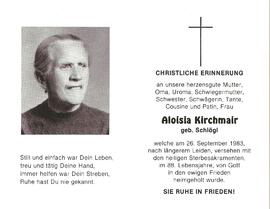 Aloisia Kirchmair, geb. Schlögl, im 88. Lebensjahr