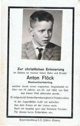 Anton Flöck, im 16. Lebensjahr