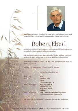 Robert Eberl, im 85. Lebensjahr