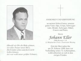 Johann Eller, 72. Lebensjahr