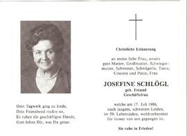 Josefine Schlögl, geb. Freund, im 59. Lebensjahr
