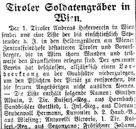 Tiroler Soldatengräber in Wien:
