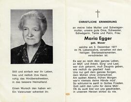 Maria Egger, geb. Moser, im 76. Lebensjahr
