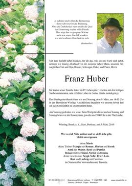 Franz Huber, im 87. Lebensjahr