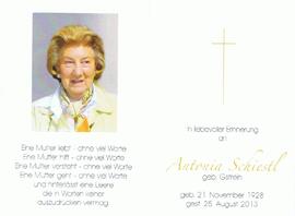 Antonia Schiestl, geb. Gstrein, im 85. Lebensjahr