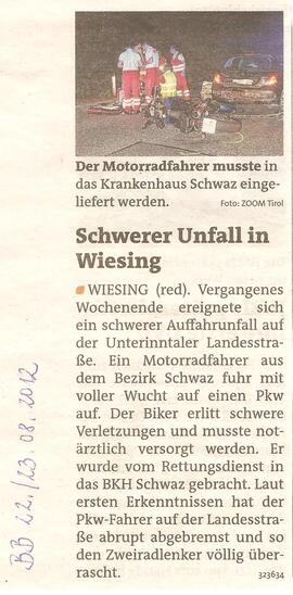 Schwerer Unfall in Wiesing