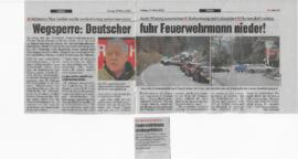Wegsperre: Deutscher fuhr Feuerwehrmann nieder