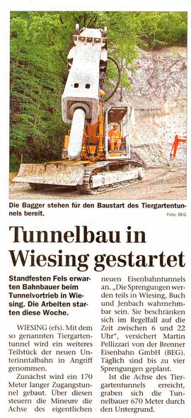 Tunnelbau in Wiesing gestartet