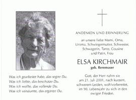 Elsa Kirchmair, geb. Reremoser, im 90. LJ.