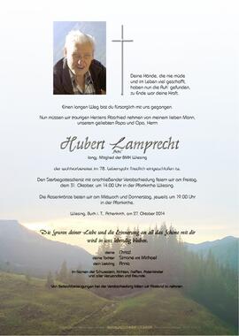 Hubert Lamprecht, vlg. Achentaler-Hubert, vlg. Achi, im 78. Lebensjahr