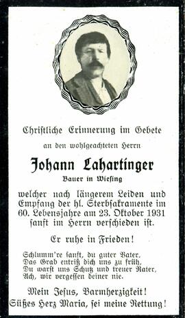 Johann Lahartinger, Bauer in Wiesing, im 60. LJ