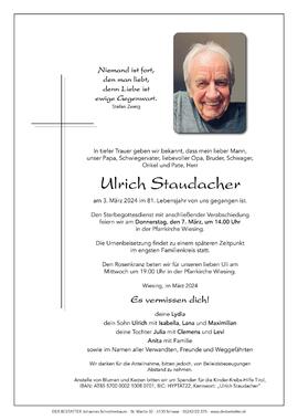 Ulrich Staudacher, im 81. Lebensjahr