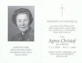 Agnes Christof, geb. Girtler, im 80. Lebensjahr