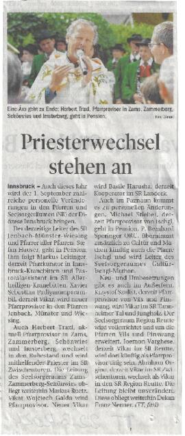 Priesterwechsel stehen an