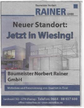 Baumeister Norbert Rainer GmbH jetzt in Wiesing