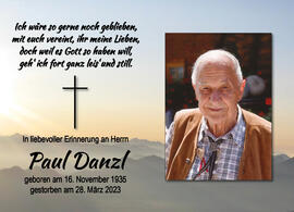 Paul Danzl, vlg. Uschner Paul, im 88. Lebensjahr