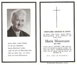 Maria Mussmann, geb. Peckl, im 70. Lebensjahr