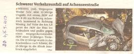 Schwerer Verkehrsunfall auf Achenseestraße