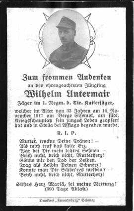 Wilhelm Untermair, im 35. Lebensjahr