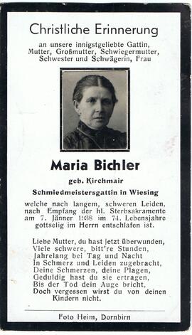 Maria Bichler, geb. Kirchmair, im 74. Lebensjahr