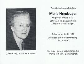 Maria Hundegger, im 76. Lebensjahr