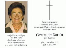 Gertrude Rattin, geb. Klammer, im 80. Lebensjahr