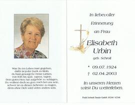 Elisabeth Urbin, geb. Schroll, im 79. Lebensjahr