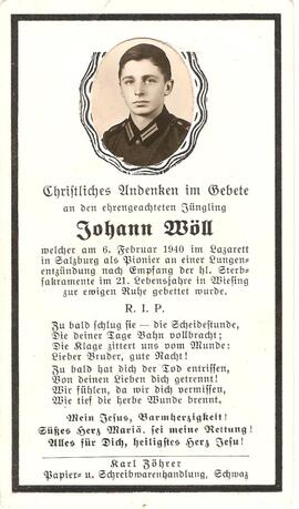 Johann Wöll, im 21. Lebensjahr