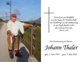 Johann Thaler, im 79. Lebensjahr