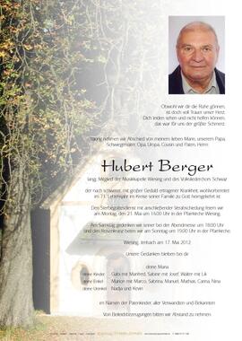 Hubert Berger, im 71. Lebensjahr
