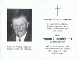 Anton Lettenbichler, Wallnerbauer, im 89. Lebensjahr