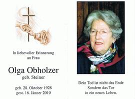Olga Obholzer, geb. Steiner, im 82. Lebensjahr