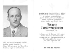 Johann Niedermühlbichler, im 70. Lebensjahr
