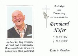 Bernhard Hofer, im 83. Lebensjahr