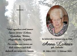 Anna Leitner, geb. Enthofer, im 91. Lebensjahr