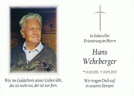 Hans Wehrberger, im 90. Lebensjahr
