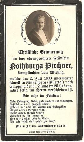 Nothburga Pirchner, Lampltocher von Wiesing, im 25. Lebensjahr
