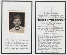 Johann Hechenblaickner, im 83. LJ, Sägewerksbesitzer und Landwirt beim Fasser