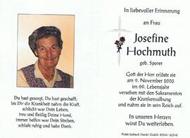 Josefine Hochmuth, geb. Sporer, im 69. Lebensjahr