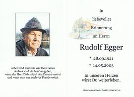 Rudolf Egger, im 82. Lebensjahr