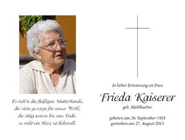 Frieda Kaiserer, geb. Mühlbacher, im 91. Lebensjahr